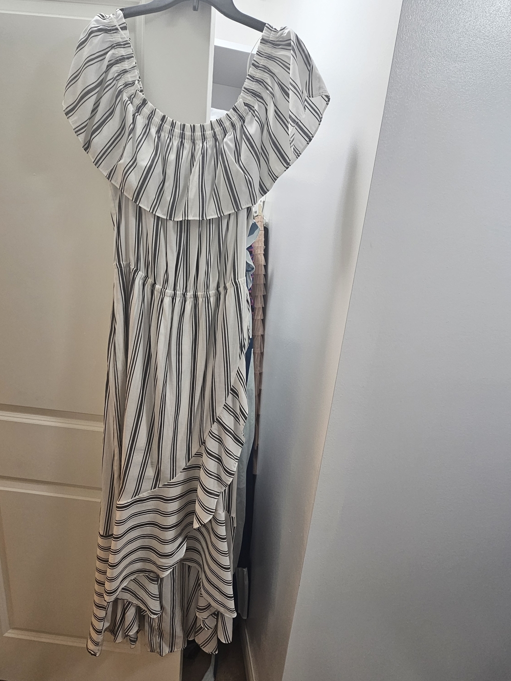 Express White and Black Striped Maxi Dress